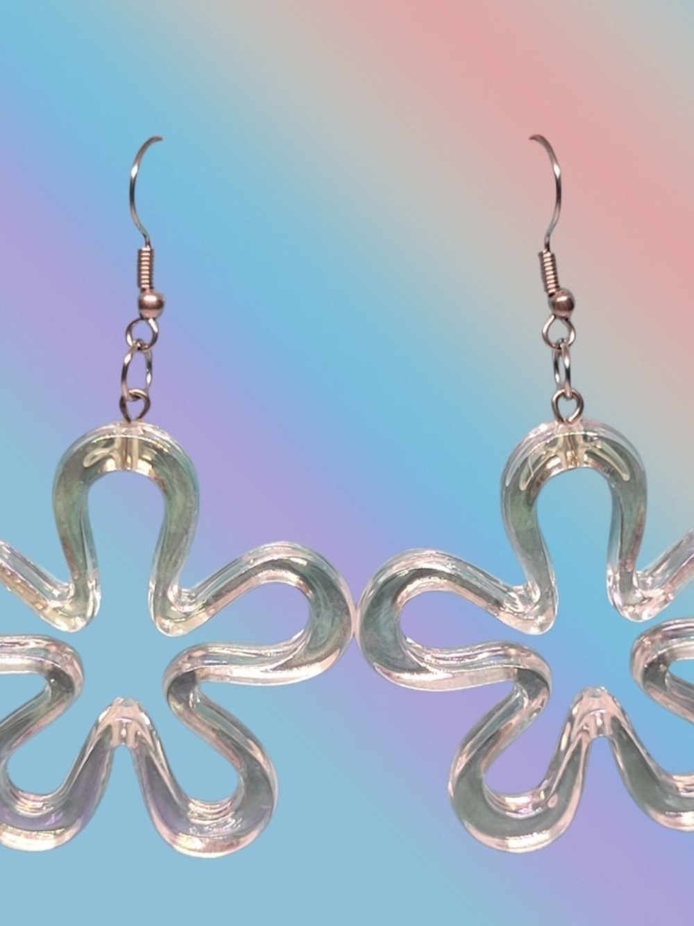 Clear Flower Hoop Earrings - Unbranded